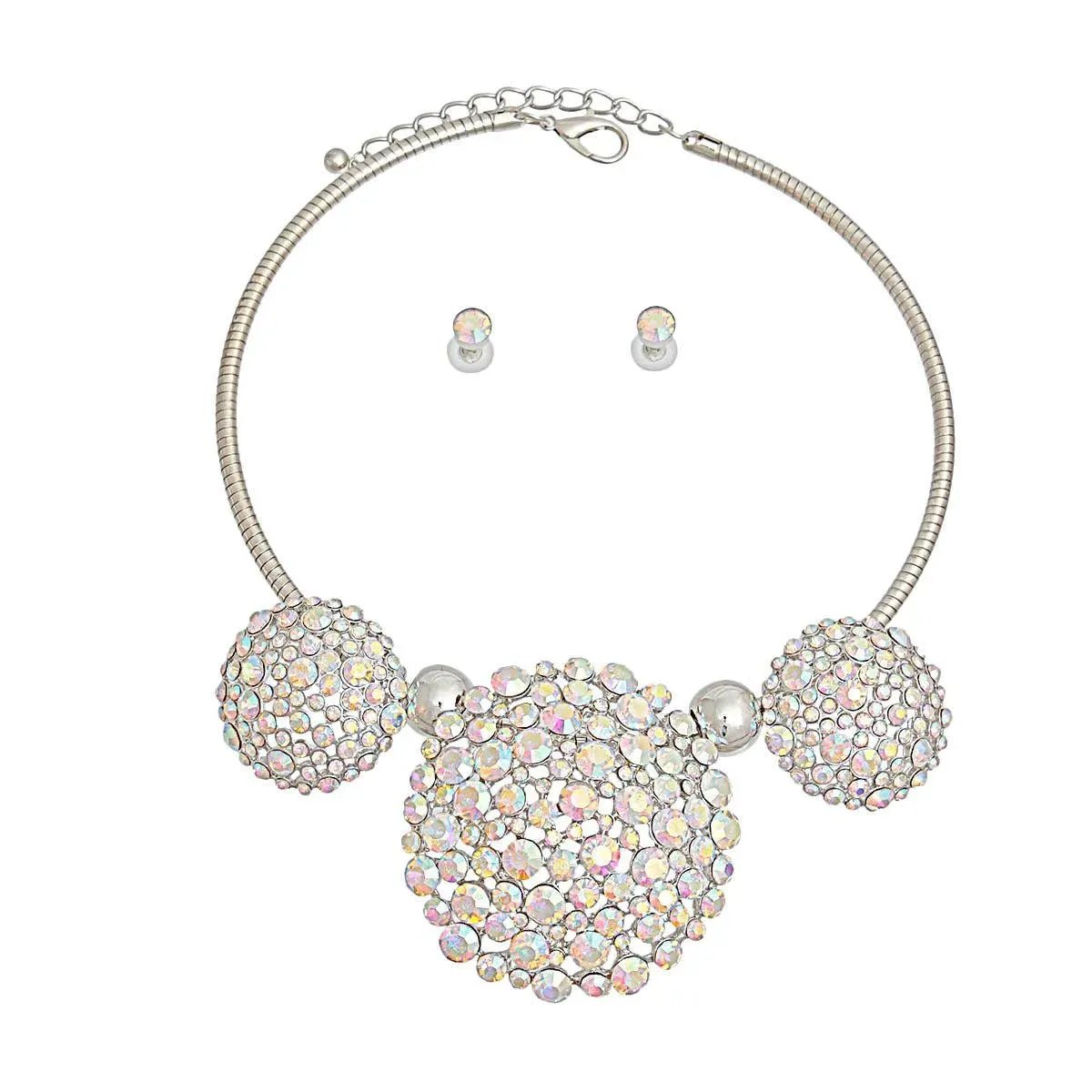 Mesmerizing Aurora Borealis Necklace: Triple Dome Sparkle