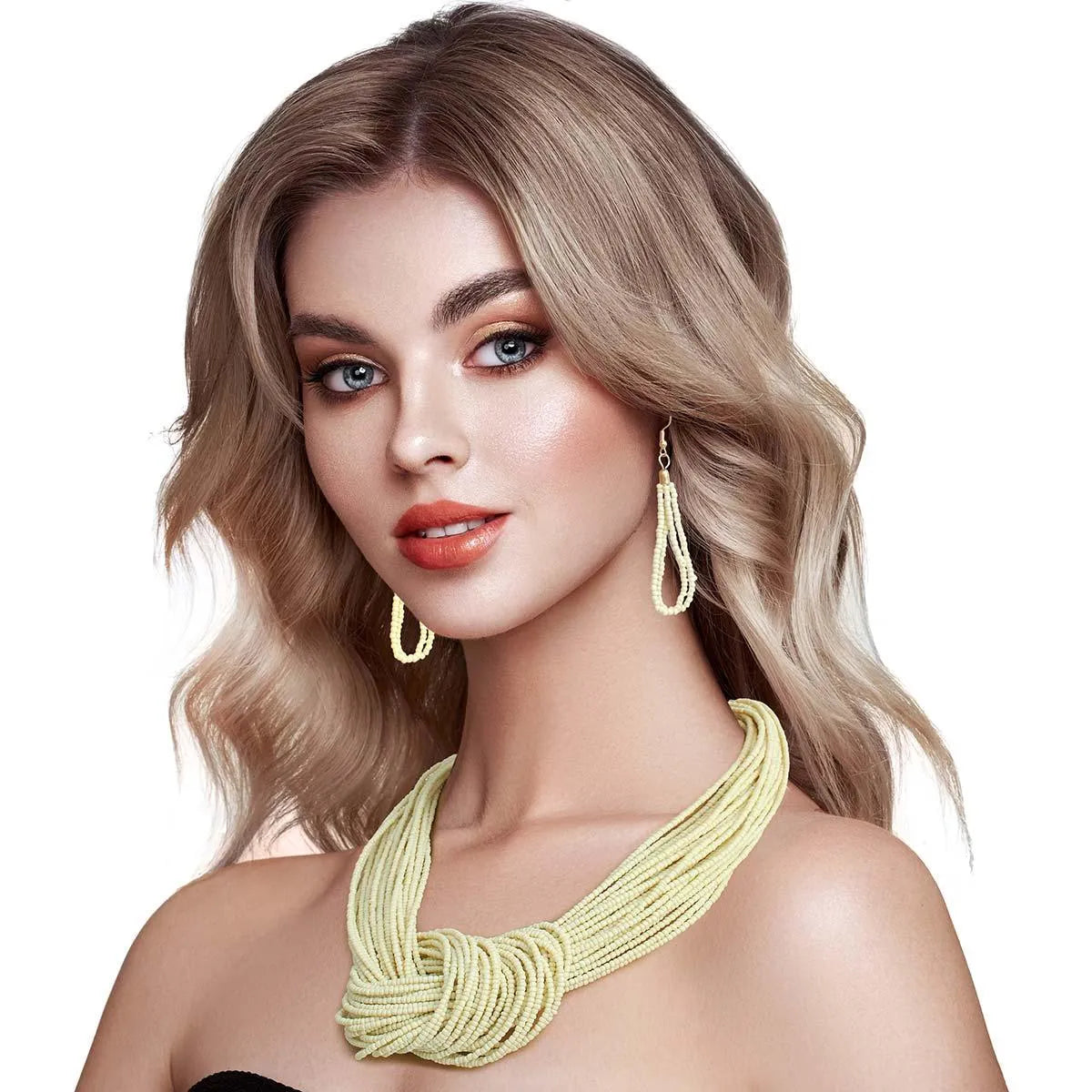 Multi Strand Chunky Knot Necklace Set Pinktown