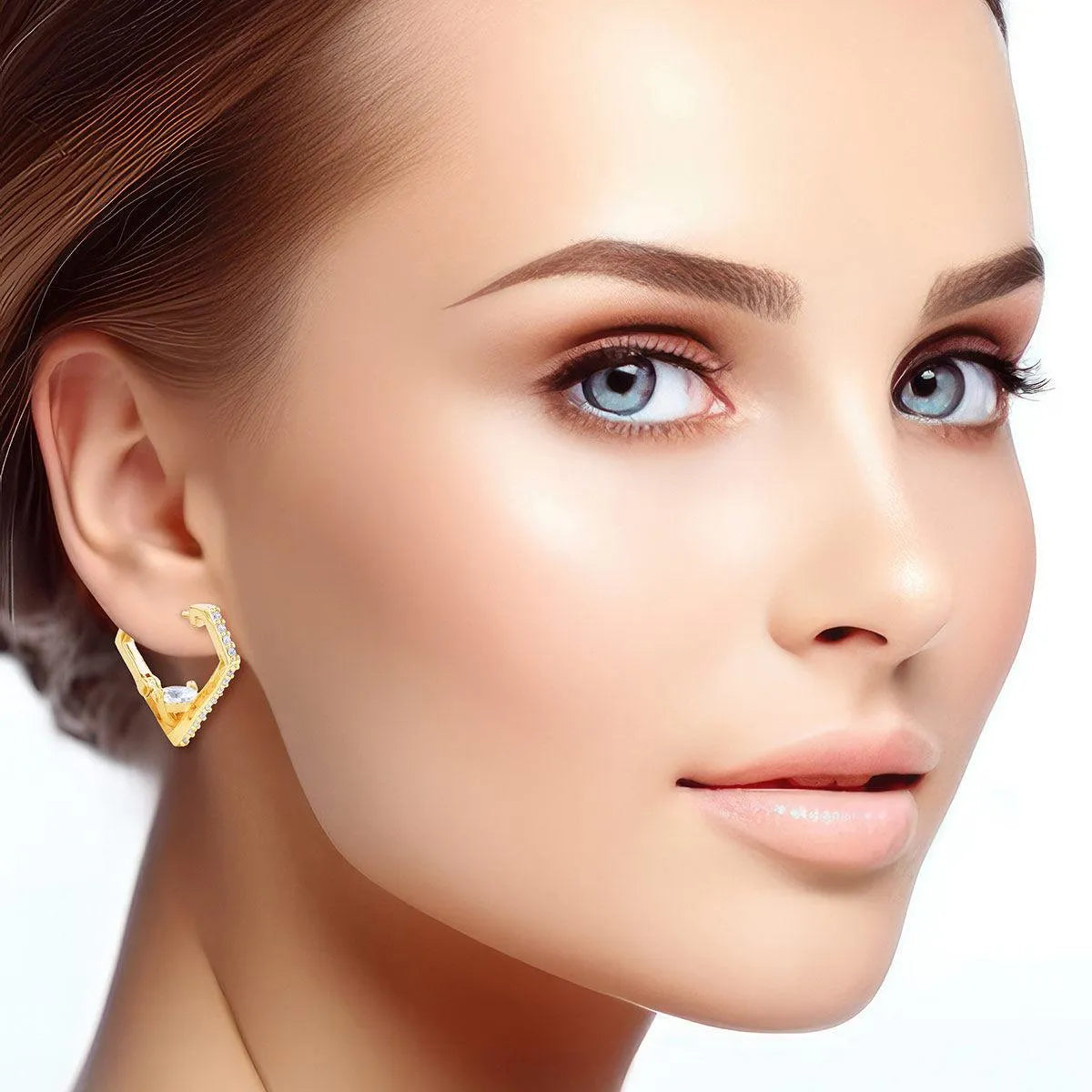 Shine in Style: Stunning CZ Diamond Design Huggie Hoops with Gold Finish Pinktown