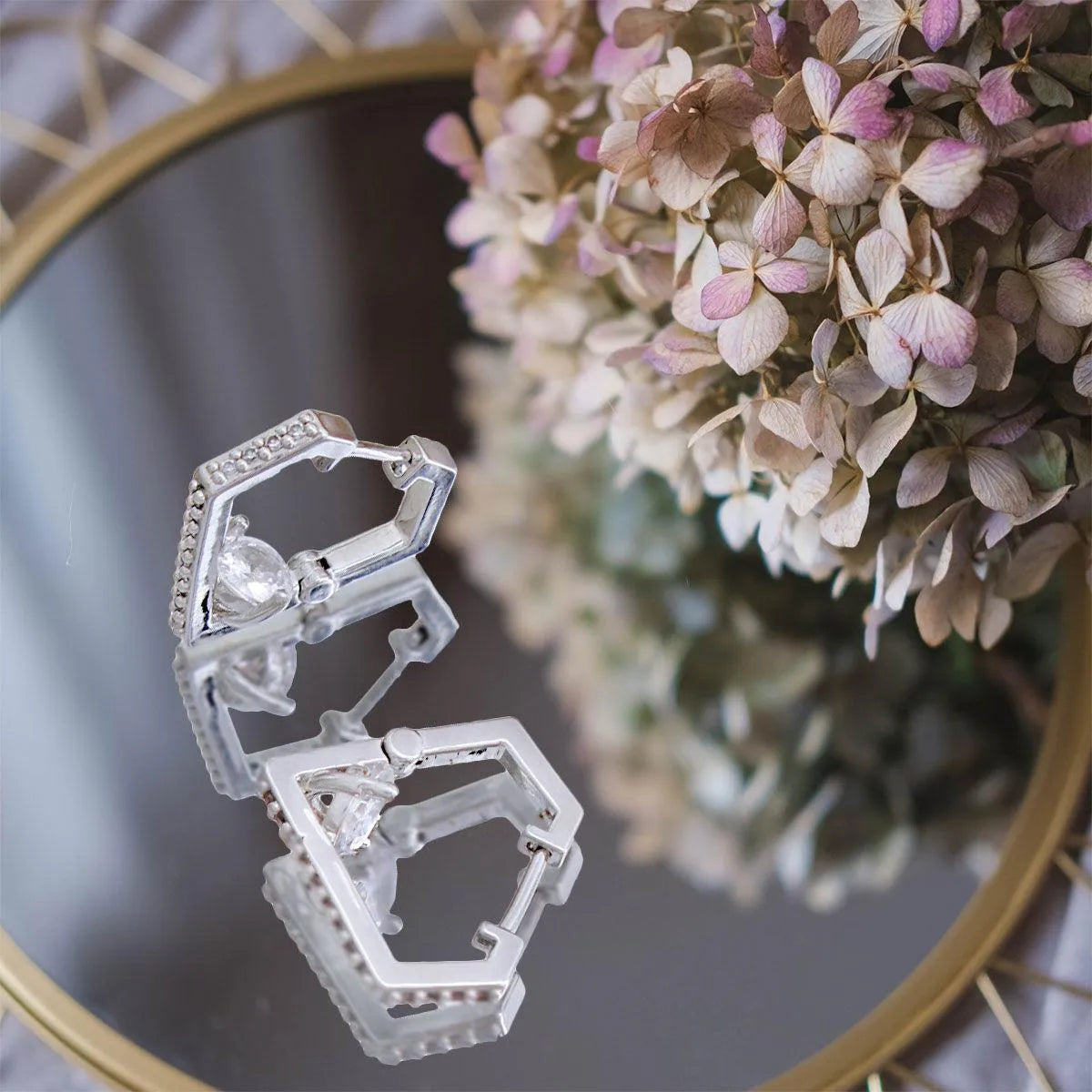 Shine in Style: Stunning CZ Diamond Design Huggie Hoops with White Gold Finish Pinktown