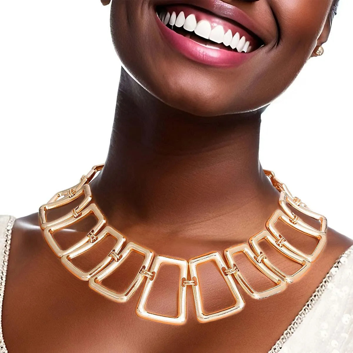 Shop Now: Open Work Link Necklace Set in Gold Plated Pinktown