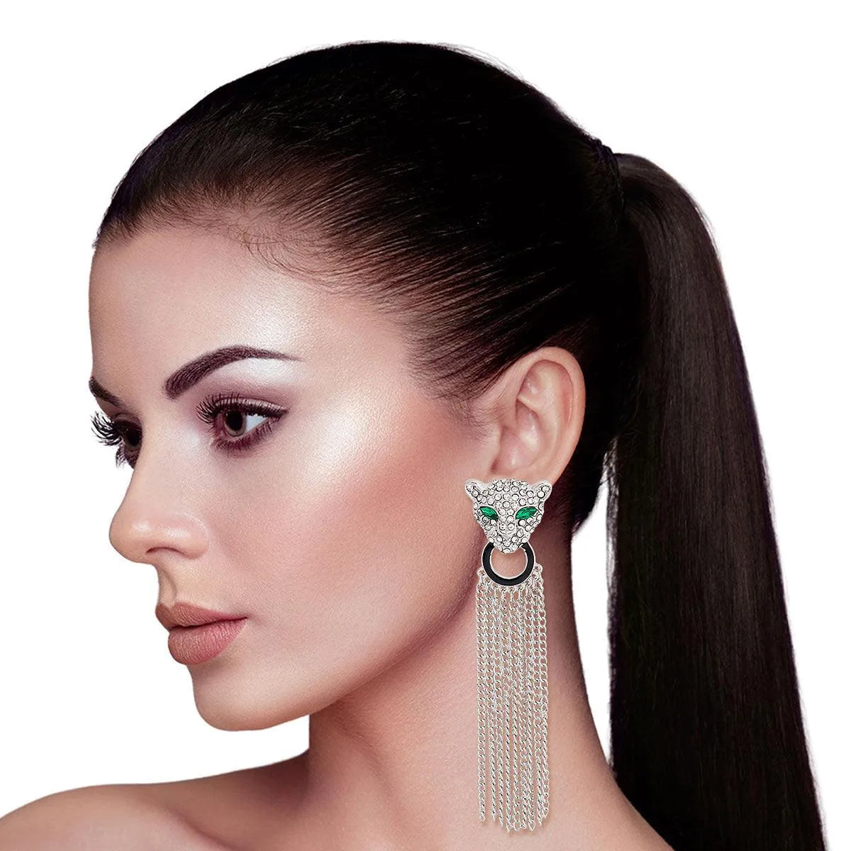 Shop Now for Chic Leopard Head Drop Earrings - Get Roaring Style! Pinktown