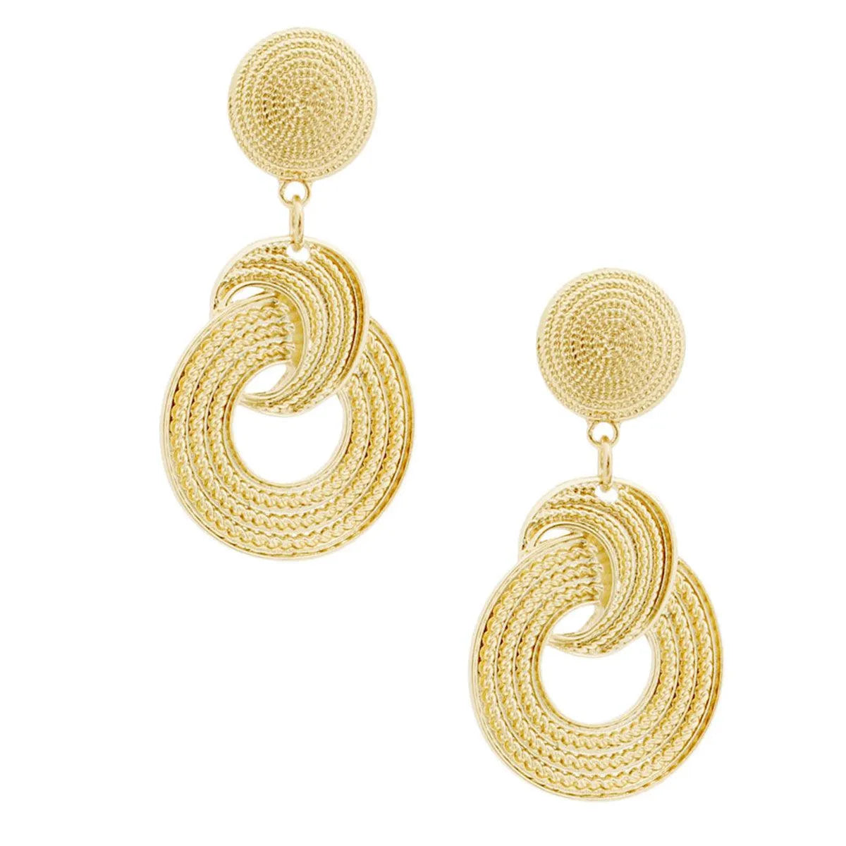 Shop Stylish Textured Hoop Earrings - Gold Tone Pinktown