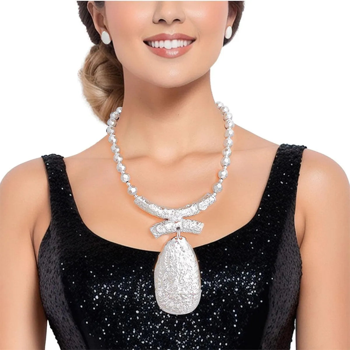 Silver Bead Necklace Set: Where Elegance Meets Unique Design Pinktown