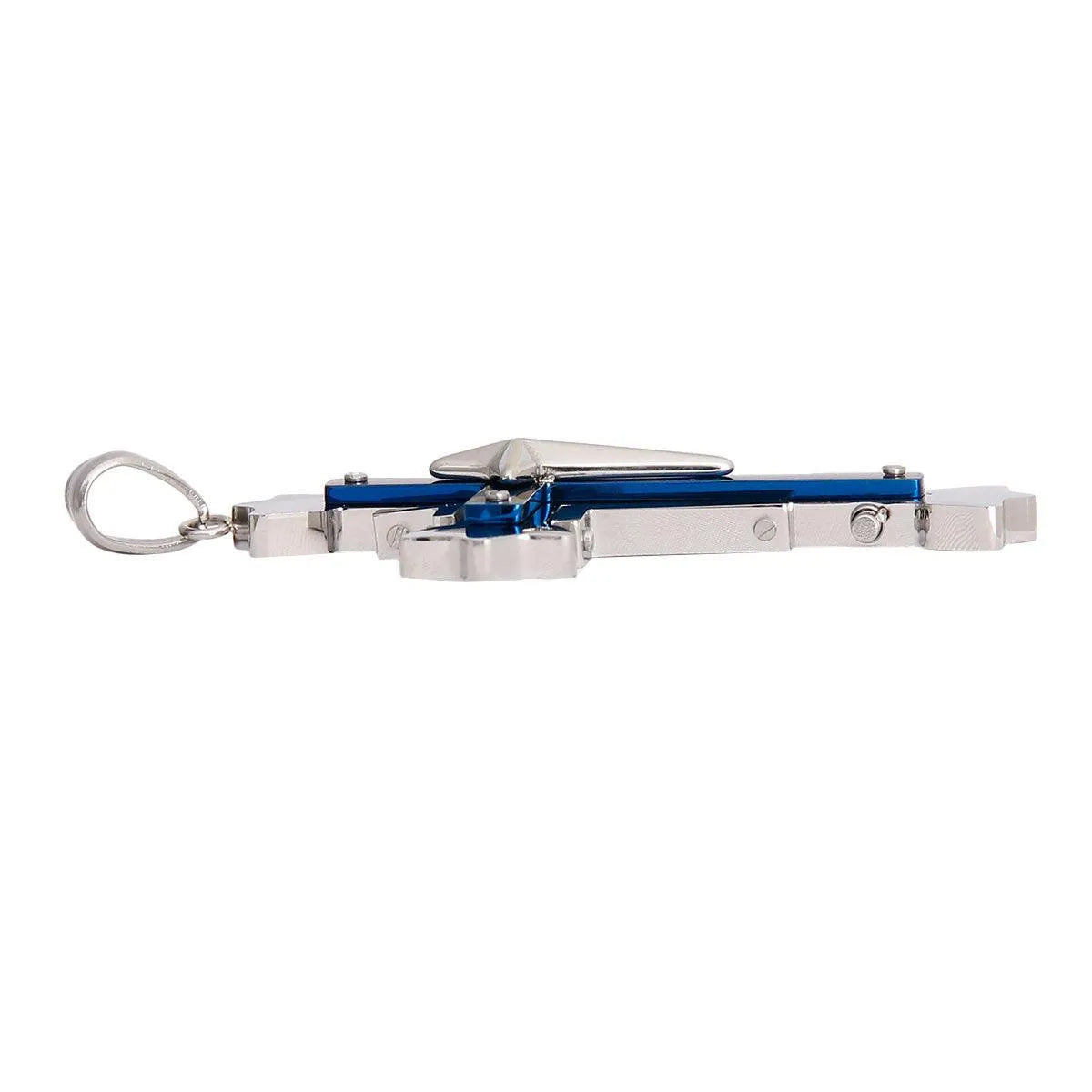 Silver Tone Stainless Steel Cross Pendant with Blue Detail Pinktown