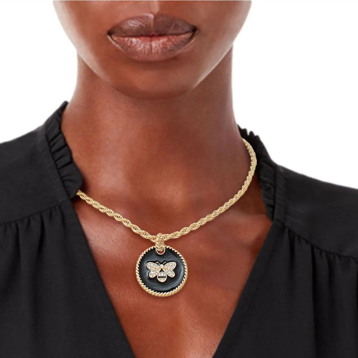 Stunning Black Gold Bee Necklace - Shop Fashion Jewelry Now Pinktown