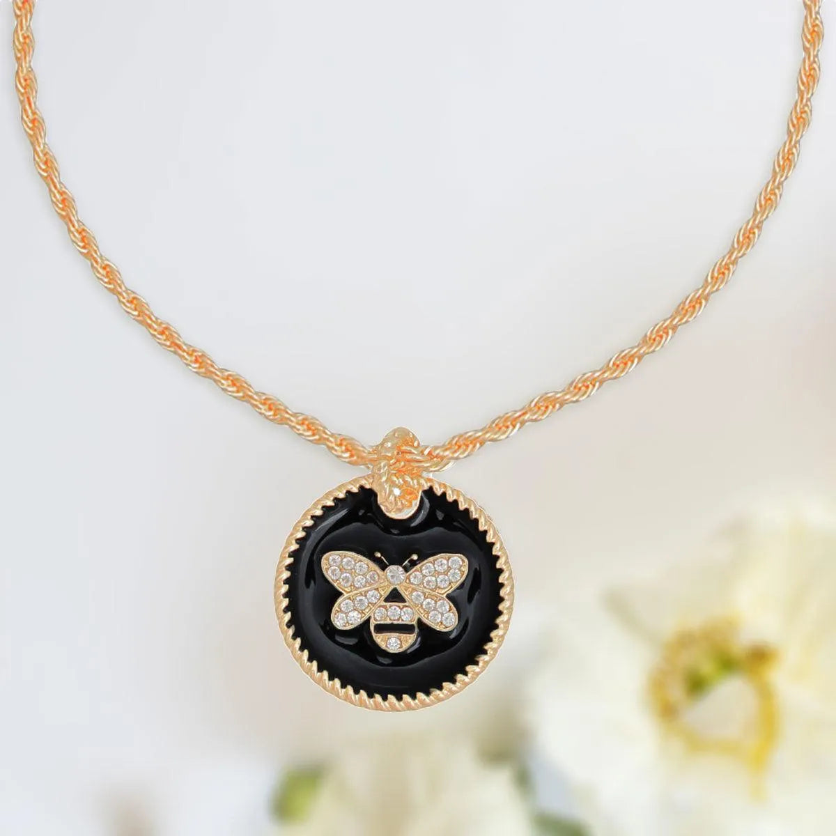 Stunning Black Gold Bee Necklace - Shop Fashion Jewelry Now Pinktown