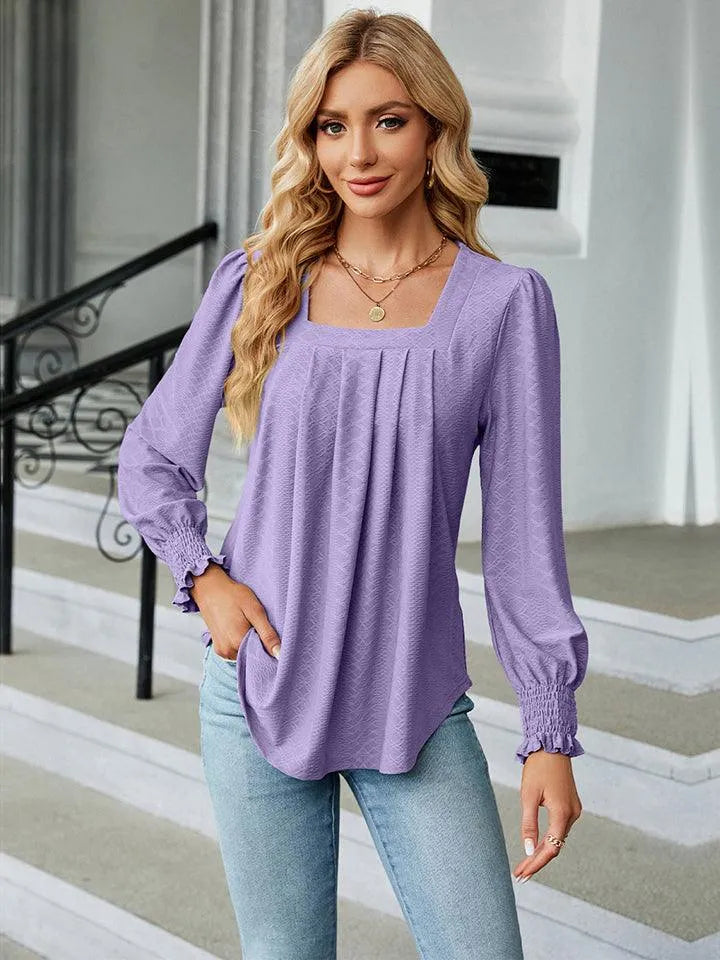 Stylish Square Neck Blouse with Puff Sleeves | Shop Now Jewelry Bubble
