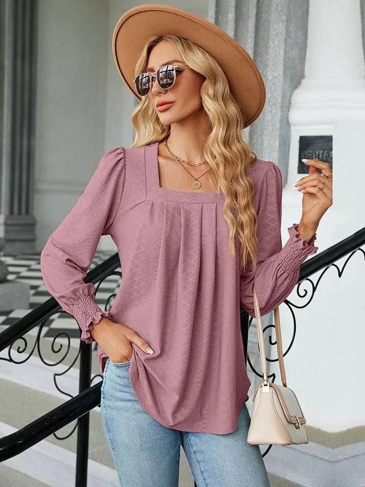 Stylish Square Neck Blouse with Puff Sleeves | Shop Now Jewelry Bubble