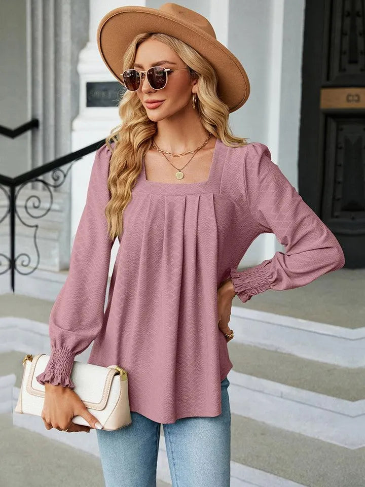 Stylish Square Neck Blouse with Puff Sleeves | Shop Now Jewelry Bubble