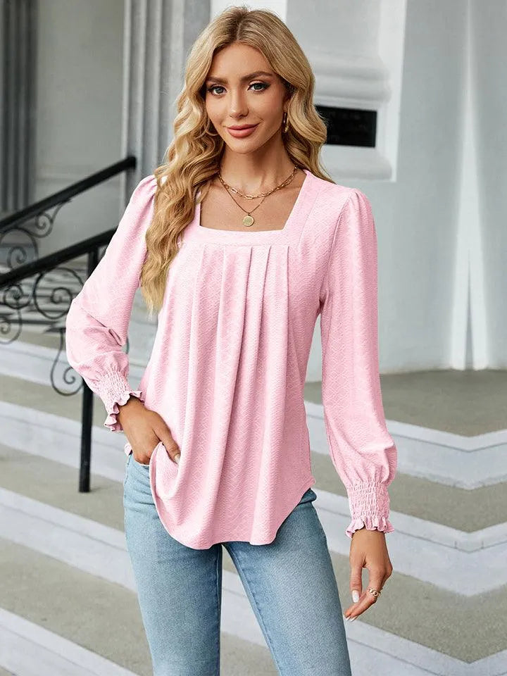 Stylish Square Neck Blouse with Puff Sleeves | Shop Now Jewelry Bubble