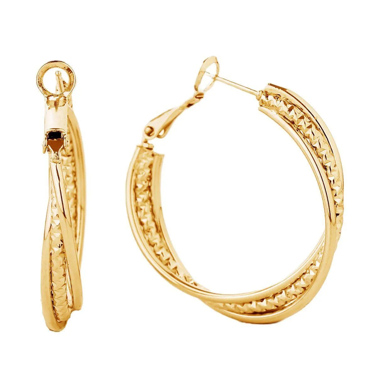 The Perfect Accessory: Gold Small Diamond-Cut Hoop Earrings - Fashion Jewelry Pinktown