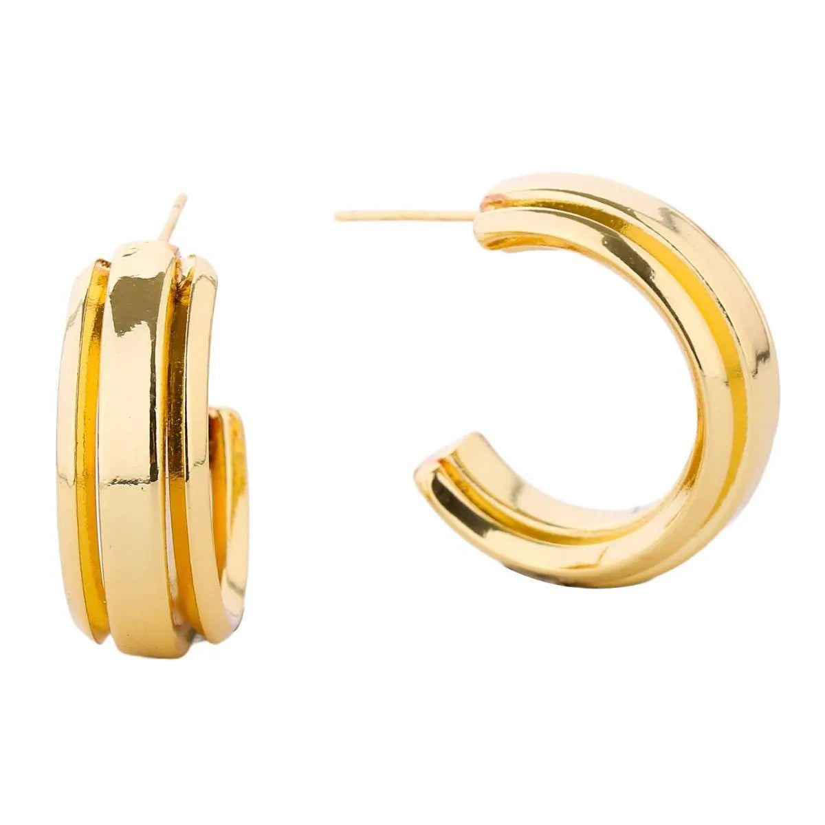Timeless Gold Hoops: Small Knife-edge Earrings for Any Occasion - Fashion Jewelry Pinktown