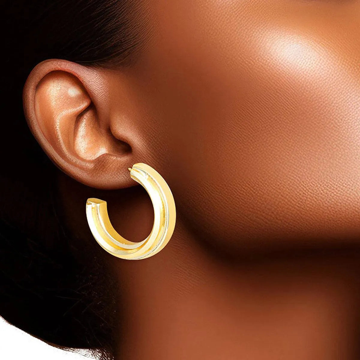 Timeless Gold Hoops: Small Knife-edge Earrings for Any Occasion - Fashion Jewelry Pinktown