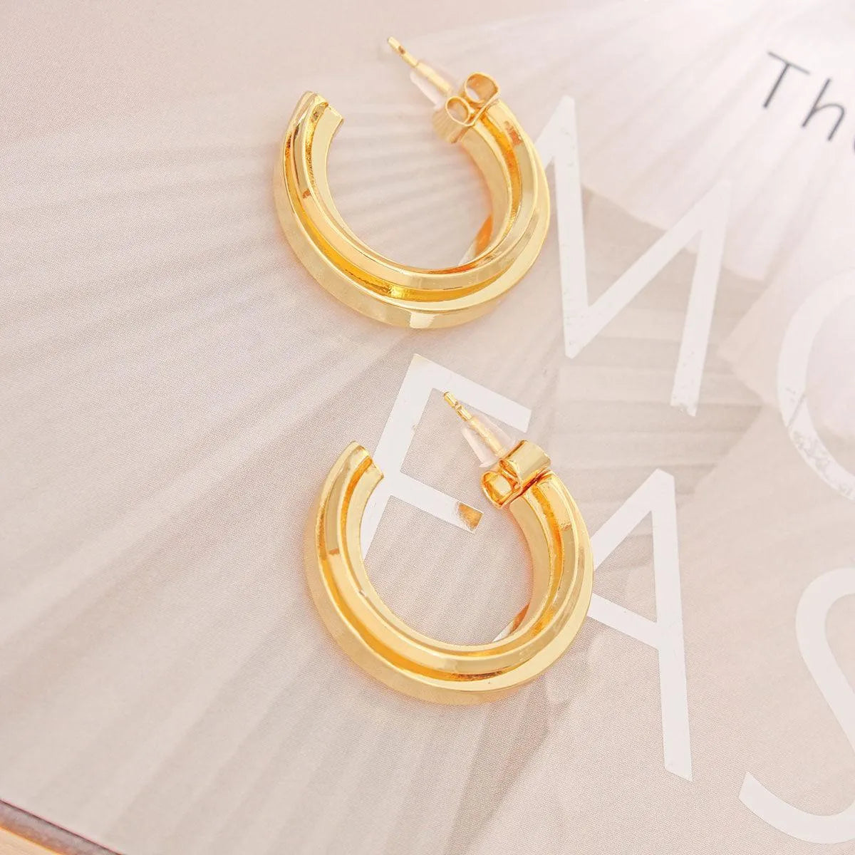 Timeless Gold Hoops: Small Knife-edge Earrings for Any Occasion - Fashion Jewelry Pinktown