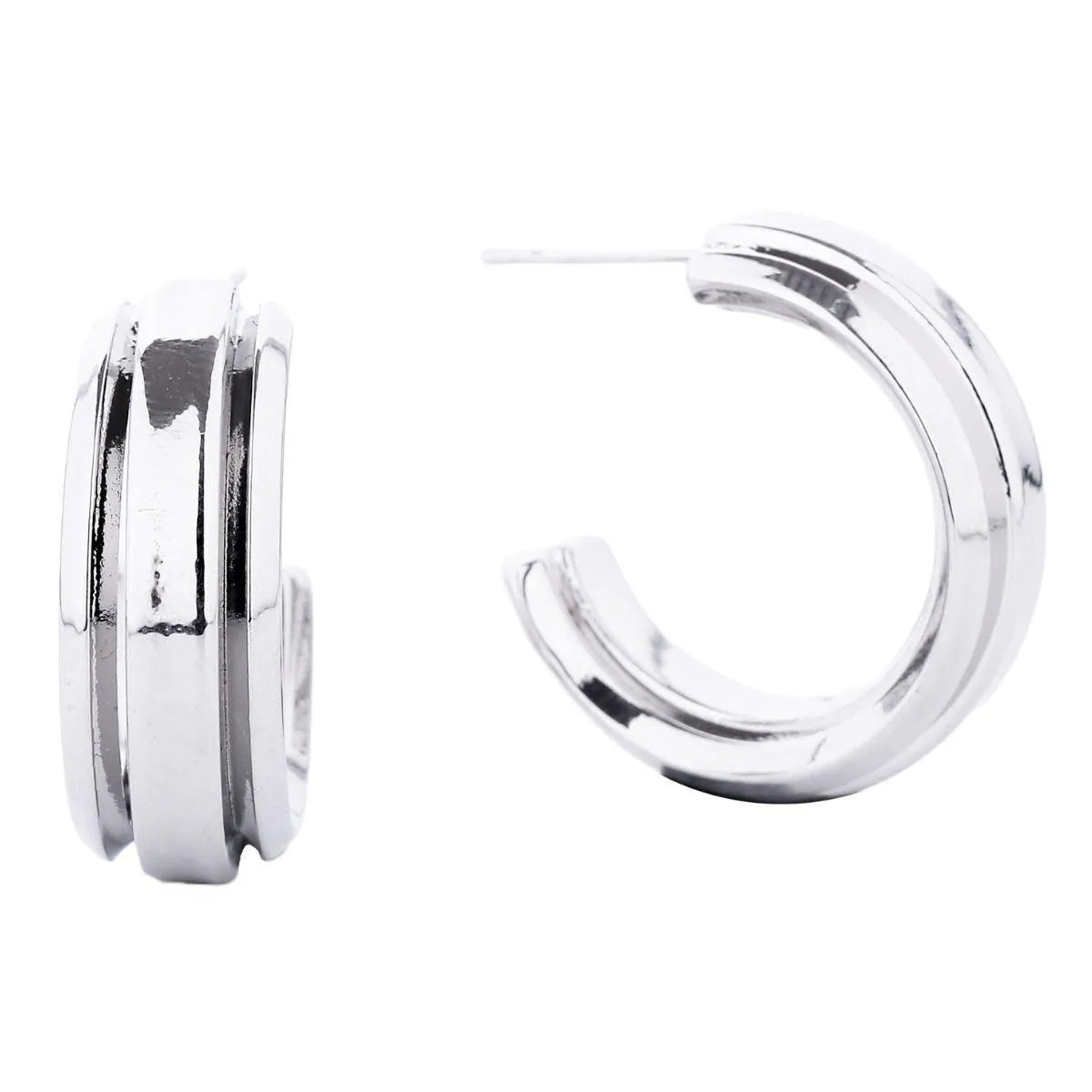 Timeless White Gold Hoops: Small Knife-edge Earrings for Any Occasion - Fashion Jewelry Pinktown