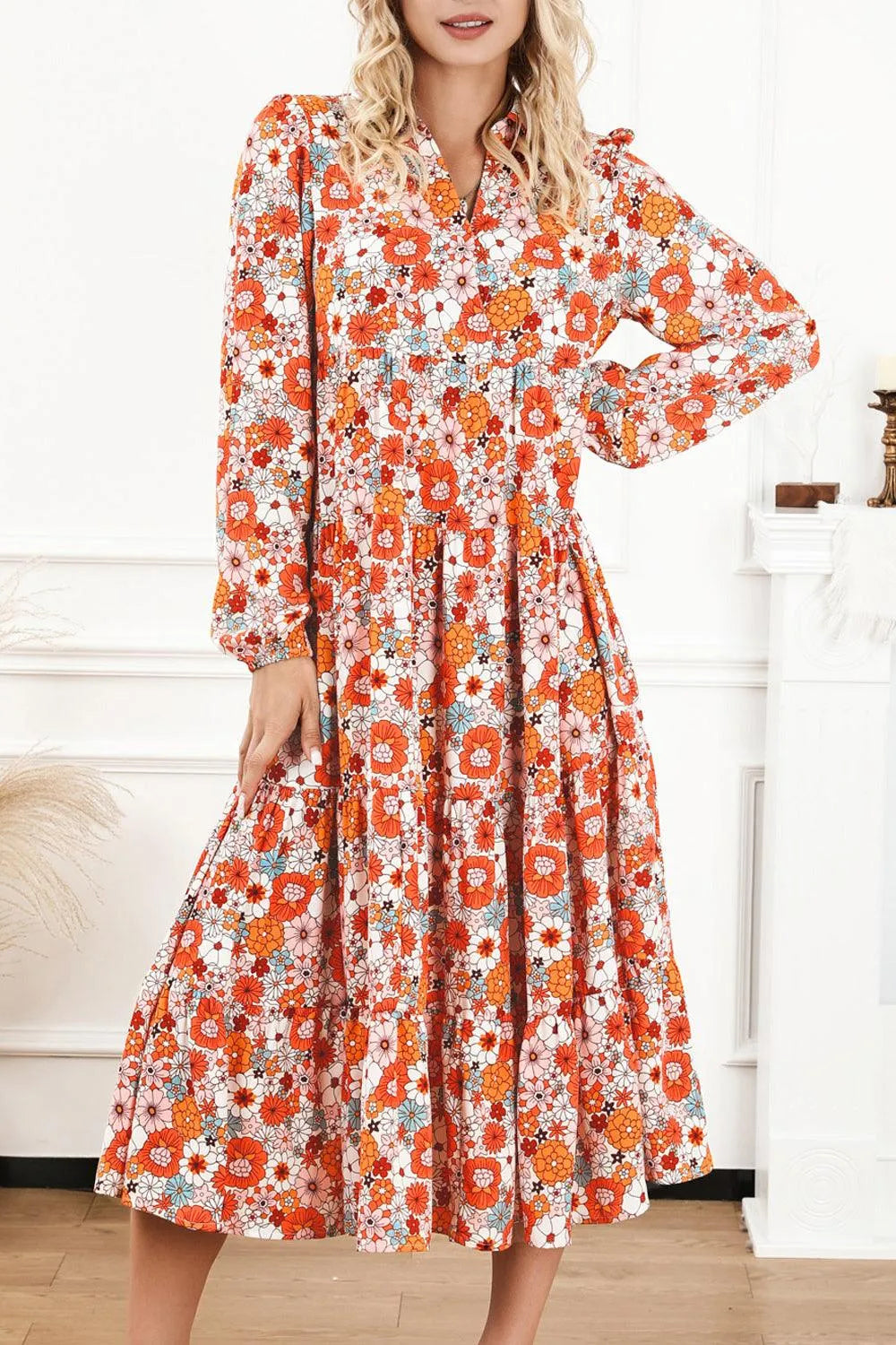 Upgrade Your Wardrobe with a Floral Notched Neck Dress Jewelry Bubble