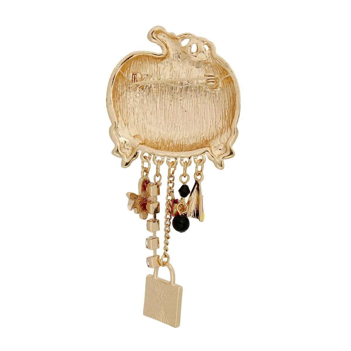 Women’s Halloween Jack O' Lantern Pumpkin Face Multi Charm Brooch Pin Pinktown