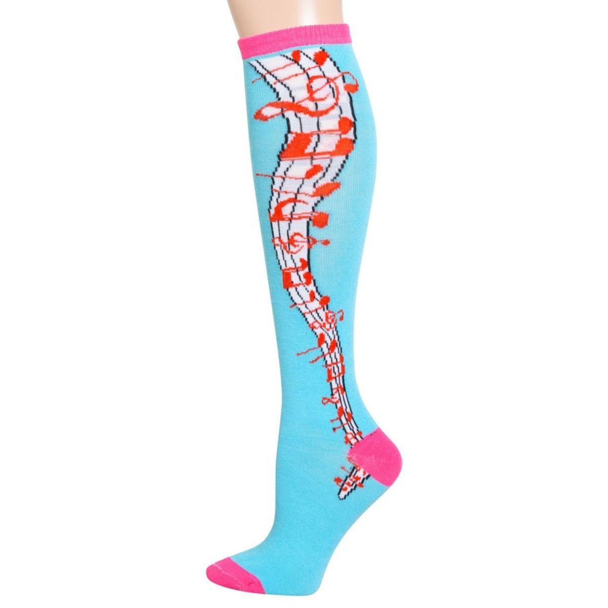 Aqua Musical Notes Socks for Women: Accessories in Harmony