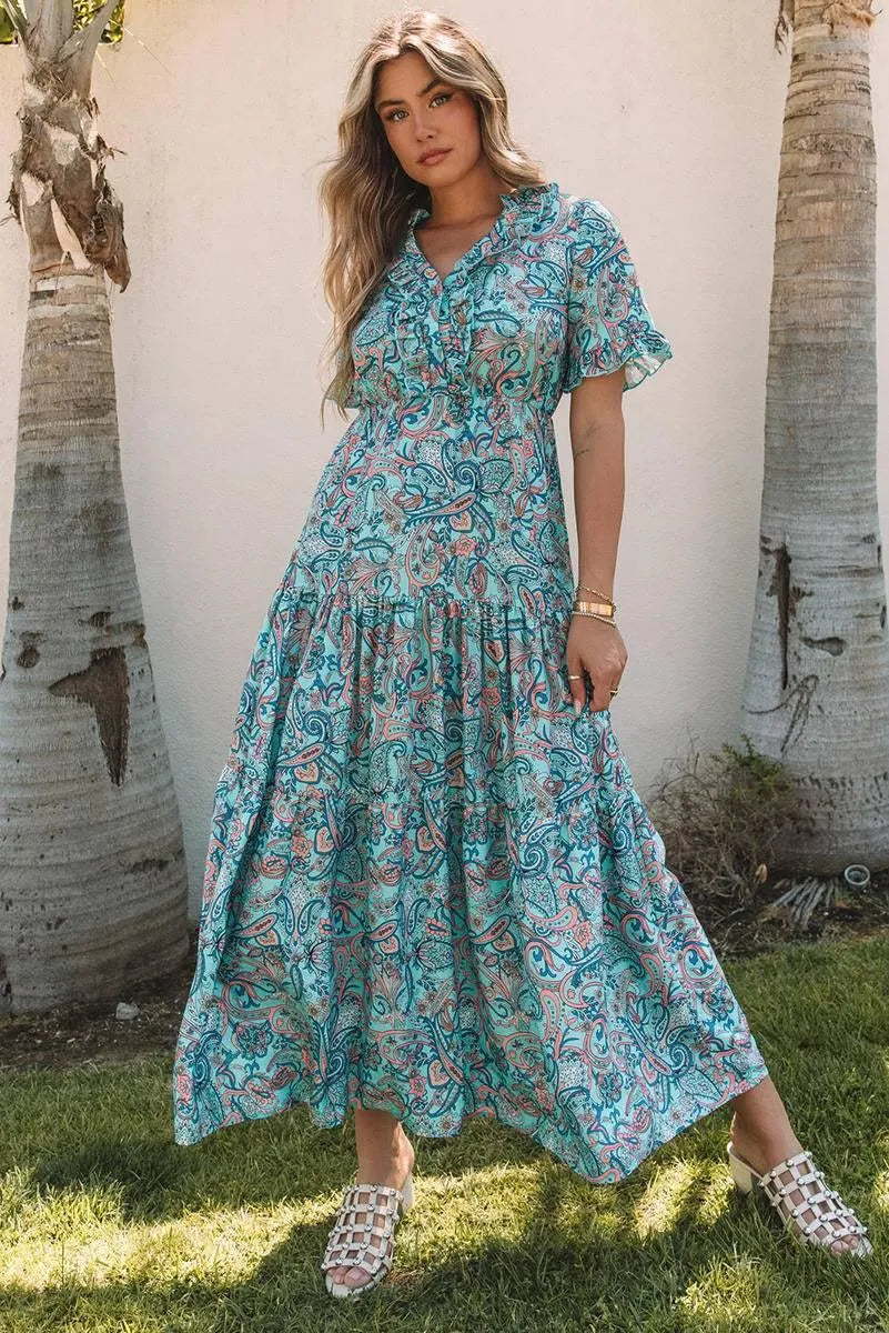 Comfy & Stylish Paisley Print Women's Maxi Dress - Shop Now – Jewelry Bubble