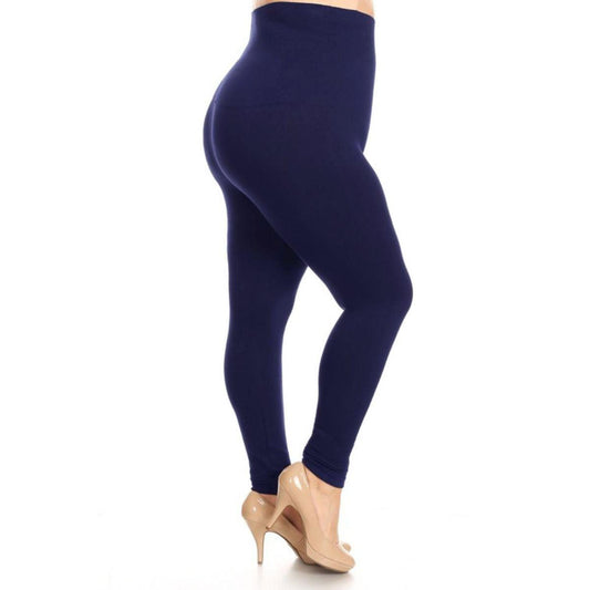 Flaunt Your Curves in Navy Plus Size High Waist Leggings - Shop Now!