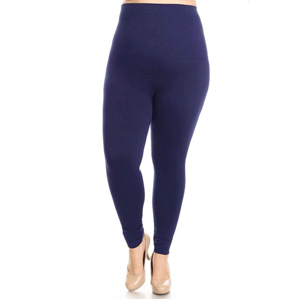 Flaunt Your Curves in Navy Plus Size High Waist Leggings - Shop Now!