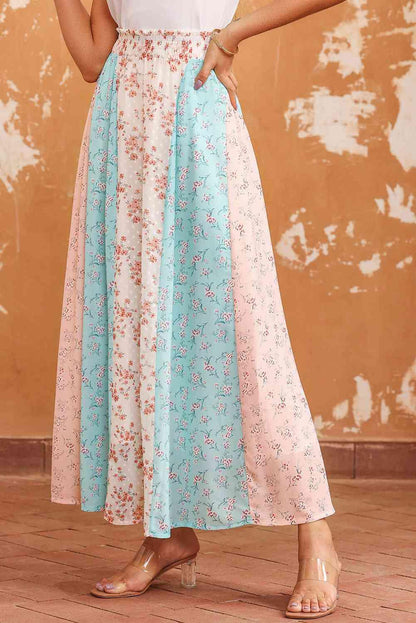 Floral Color Block Smocked Waist Maxi Skirt: Must-Have Wardrobe Staple