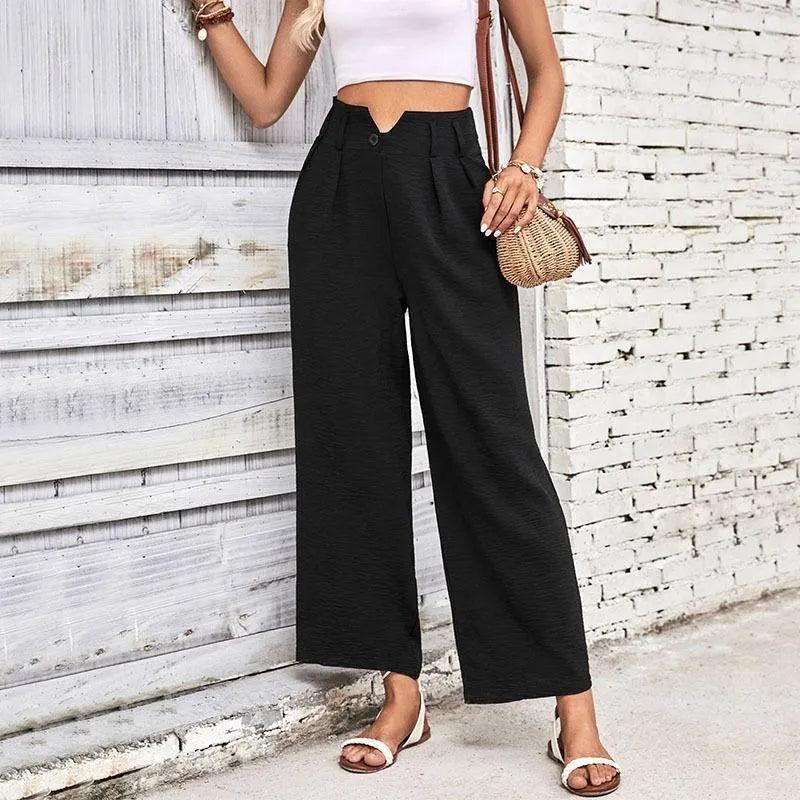 Black Relaxed Fit Pants for Women, High Waist Wide Leg Pants for Women,  Black Pants High Rise, Black Pants Womens -  Canada