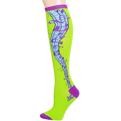 Green Musical Notes Socks for Women: Accessories in Harmony