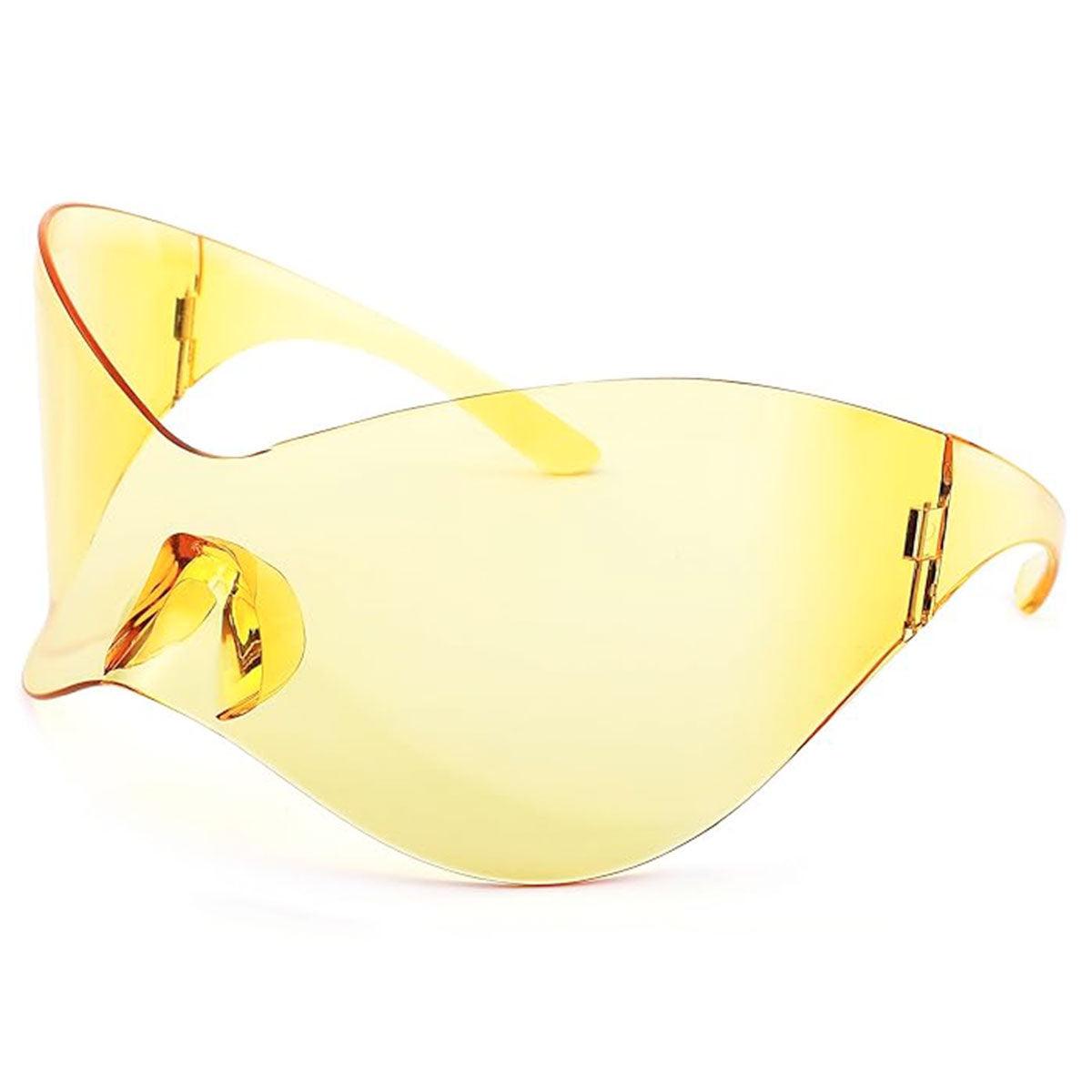 Shop Women's Yellow Oversized Shield Visor Sunglasses for a Bold Look