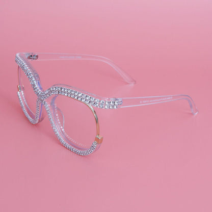 Women's Fashion Clear Plastic Eyeglasses with Rhinestones Await
