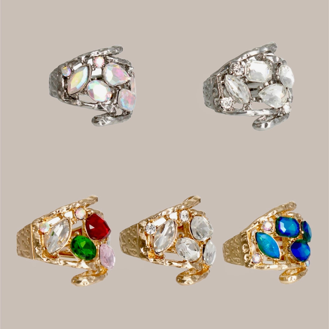 Curved Cocktail Ring Collection: 6 Vibrant Colors to Match Any Outfit Jewelry Bubble