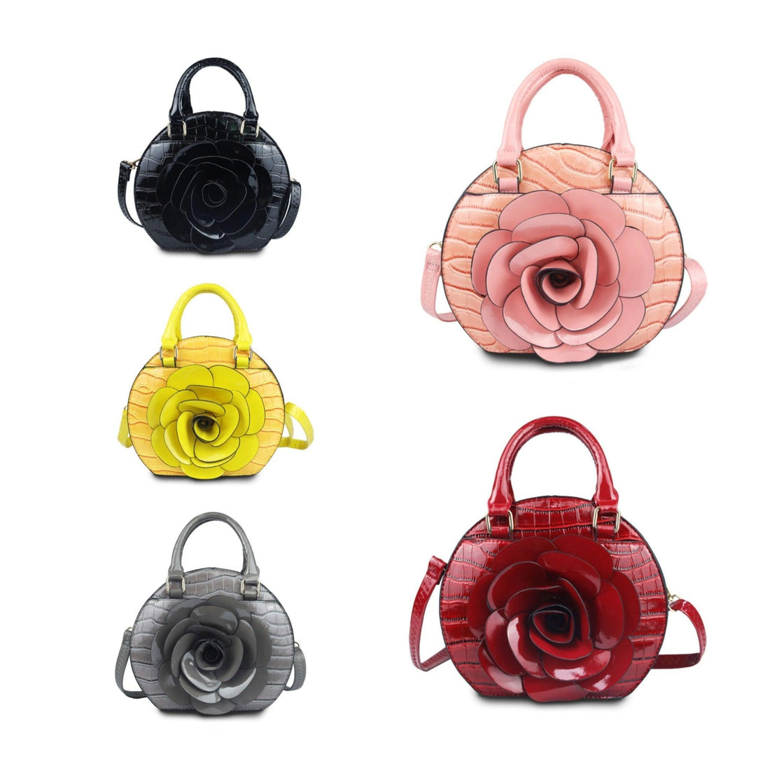 Elevate Your Style Game with Top-Handle Dimensional Flower Handbag Jewelry Bubble