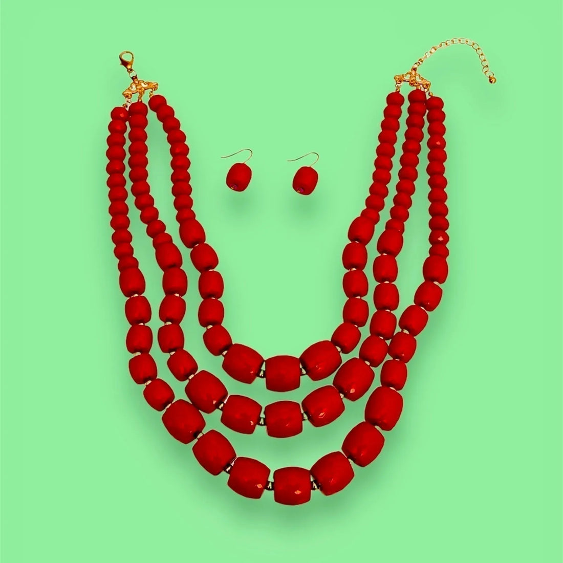 Elevate Your Style with this Chunky Red Bead Necklace Set - <span>Ready to add some flair to your wardrobe? This chunky red bead necklace set is just what you need. Shop now and elevate your style with ease!</span>