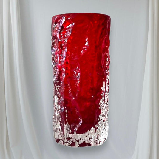 Mesmerizing Ruby Textured Bark Vase by Whitefriars Jewelry Bubble