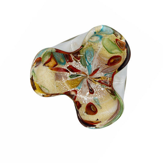Murano Multicolored Tutti Frutti Bowl: Handblown Italian Art Glass Bowl Jewelry Bubble