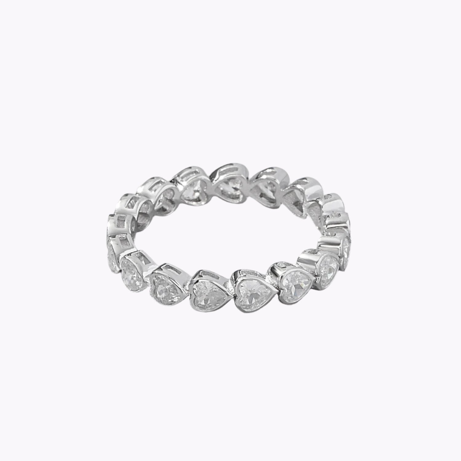 Women's Silver & Zircon Heart Eternity Band