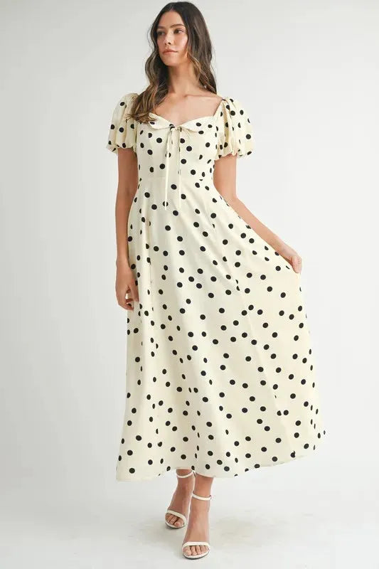 Timeless Polka Dot Puff Sleeve Midi Dress for Every Occasion