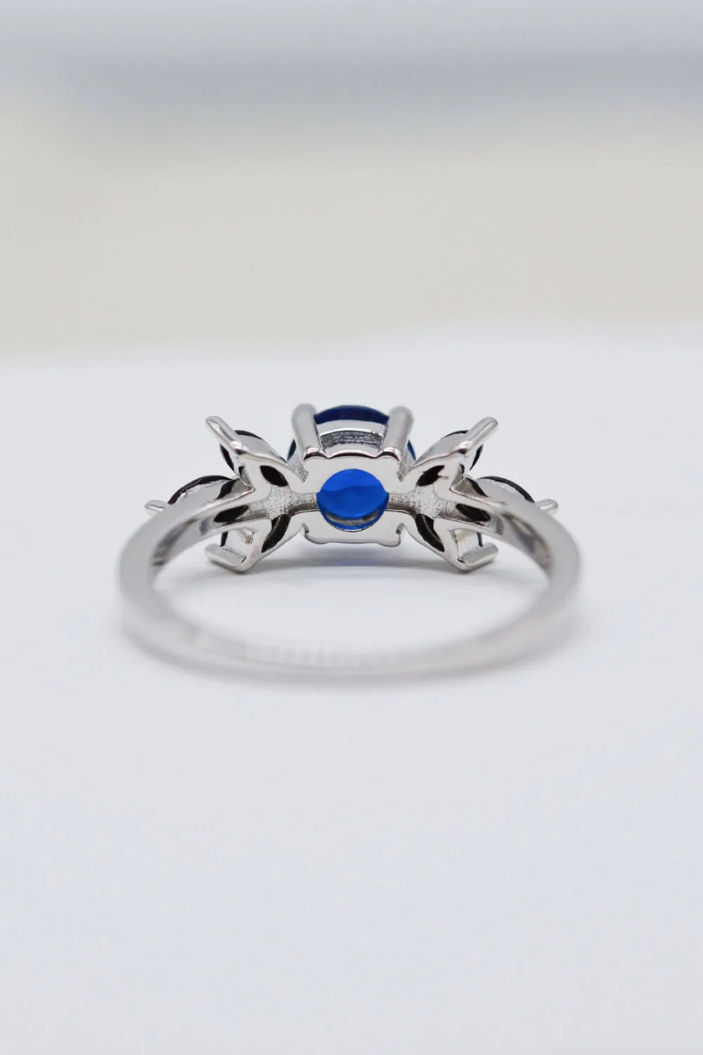 Platinum-Plated Sterling Silver Spinel & Zircon Leaf Ring