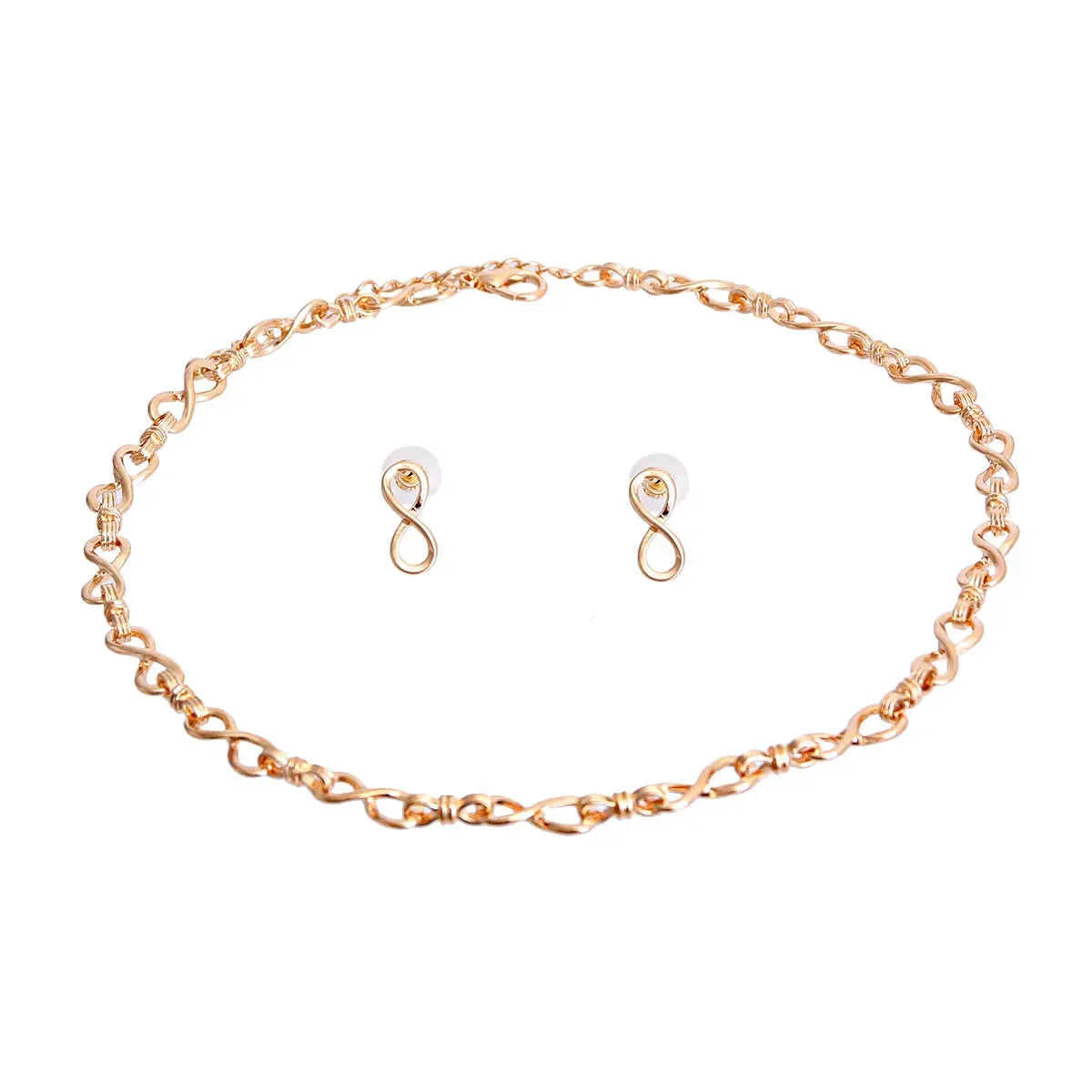 Elegant Gold Link Necklace Set: Endless Infinity Link Fashion Jewelry