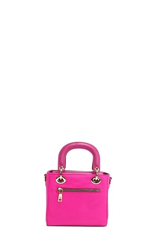 Nicole Lee Structured Mini Handbag with Embroidered Patches