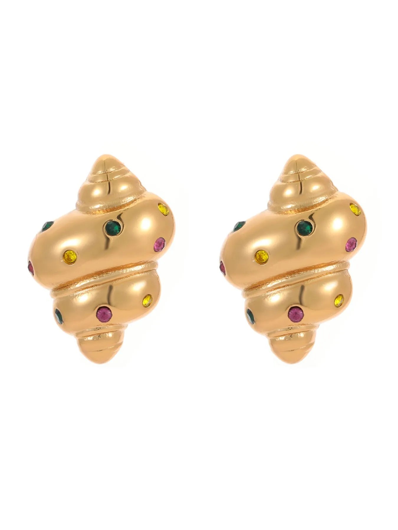 Gold Plated Earrings 18K Stainless Steel Zircon Studs