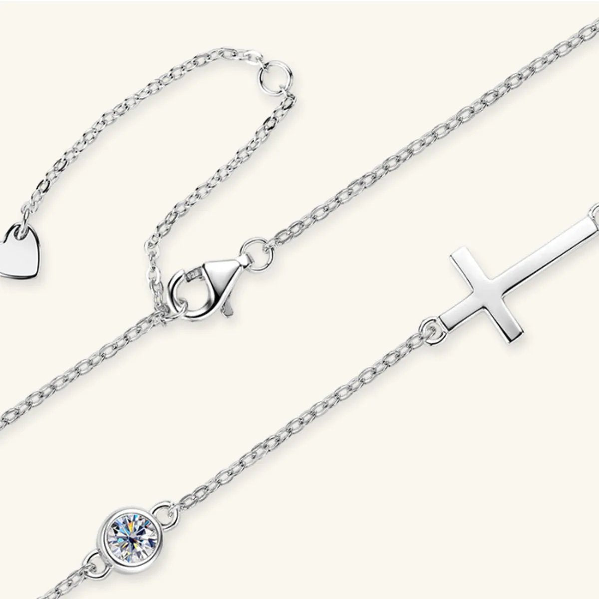 Dainty Moissanite Cross Necklace - 18K Gold-Plated Sterling Silver