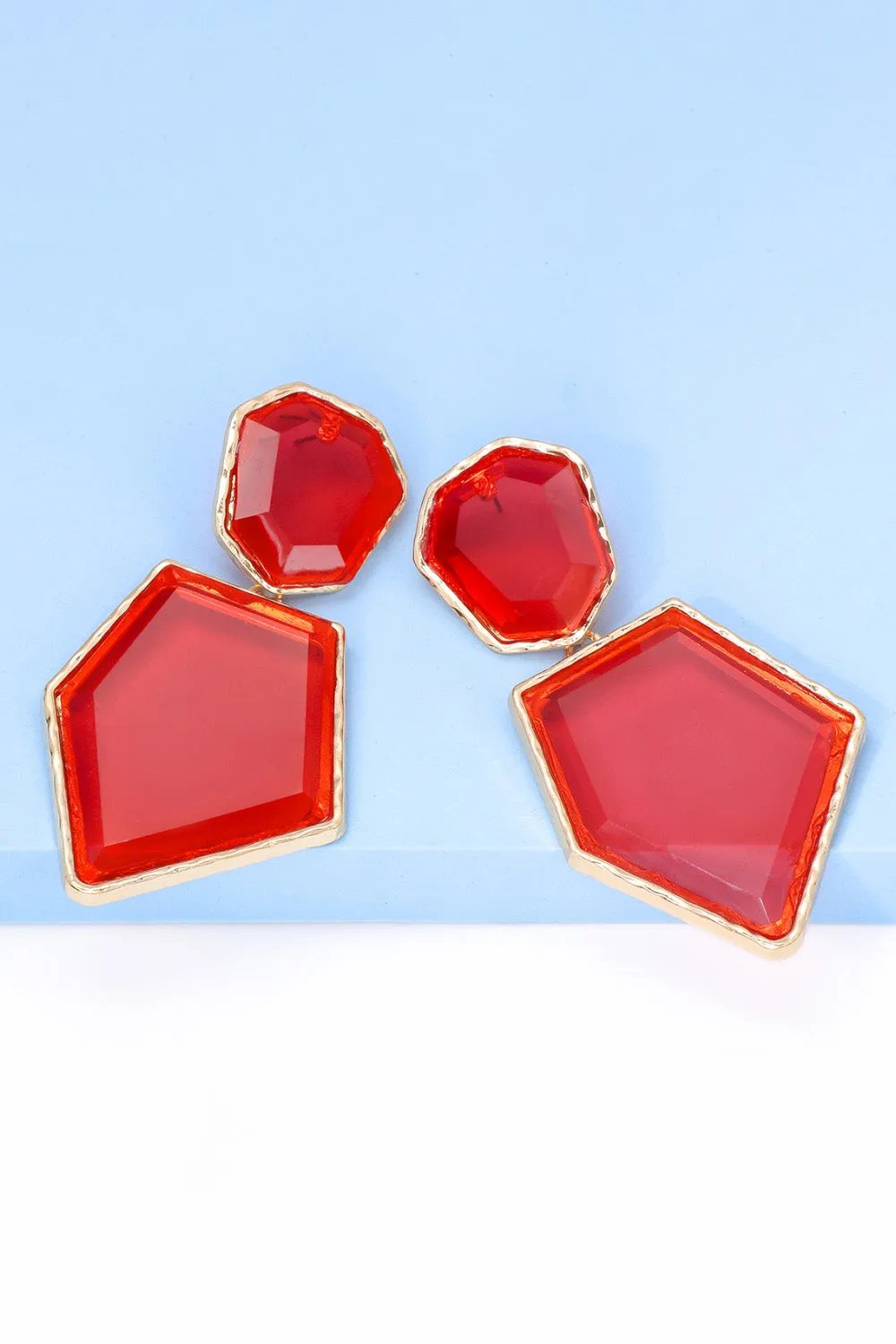 Framed Geometric Resin Drop Earrings