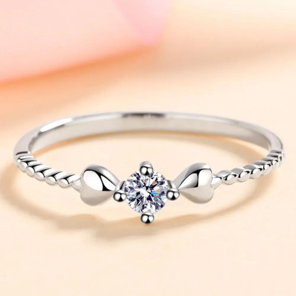 Dainty Sterling Silver Moissanite Ring – Minimalist Design
