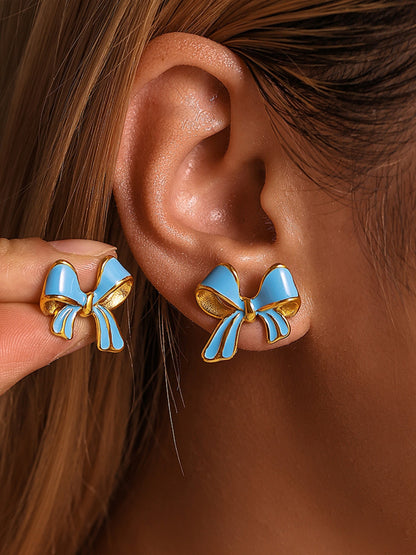 Bow Design Stud Earrings – Fun, Elegant, and Colorful