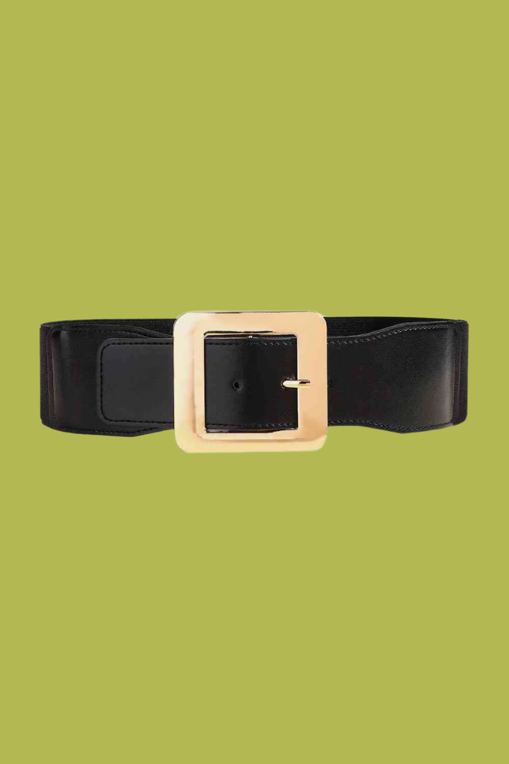 Elegant Black Belt – Gold Buckle Accent Trendsi