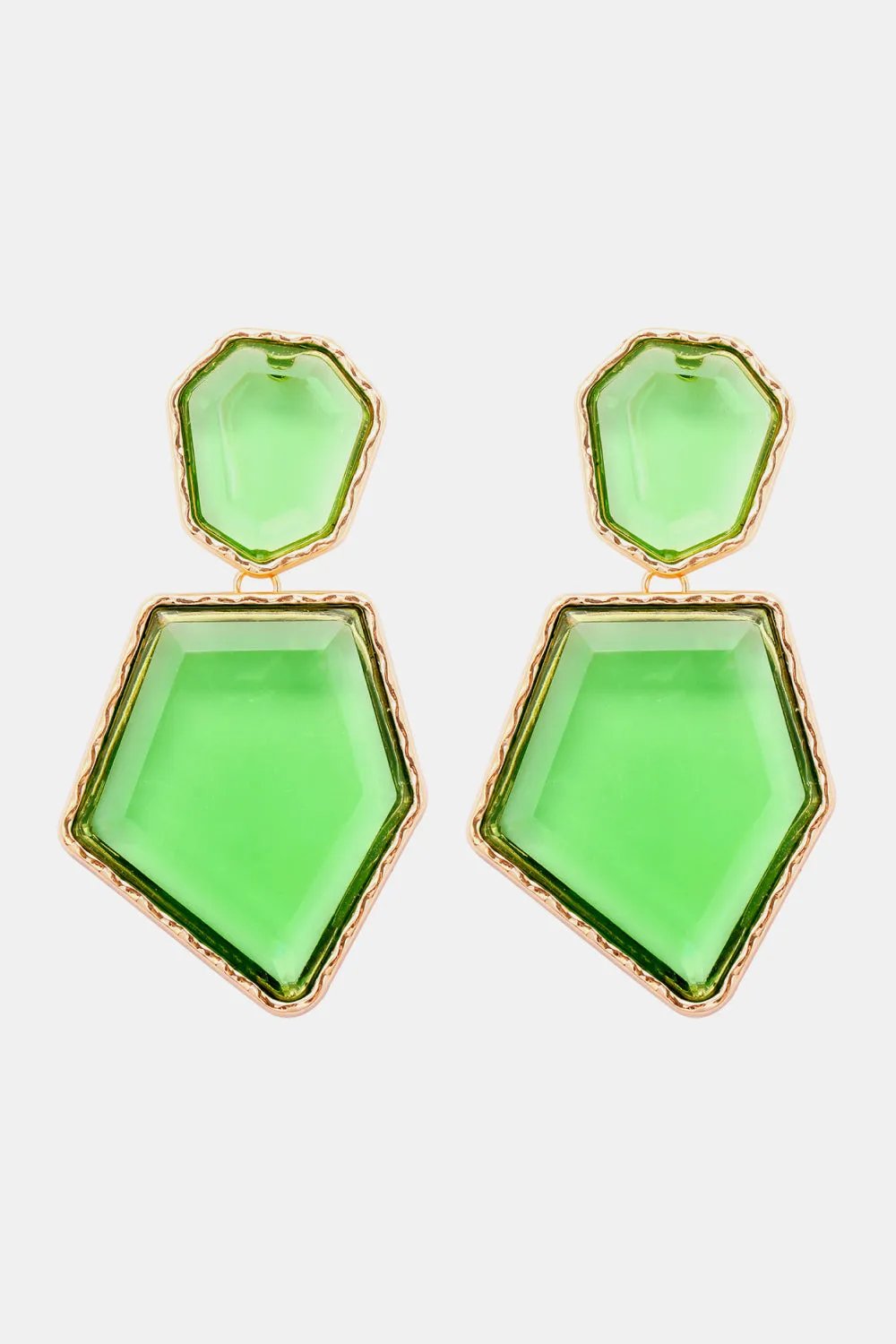 Framed Geometric Resin Drop Earrings