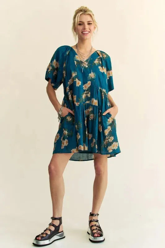 Charming Floral Print Bell Sleeve Mini Dress for Any Occasion