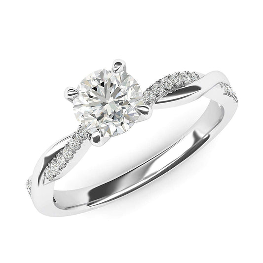 10k White Gold 4-Prong Petite Twisted Vine 1.0 CT Genuine Moissanite Engagement Ring Promise Bridal Ring (9.5)